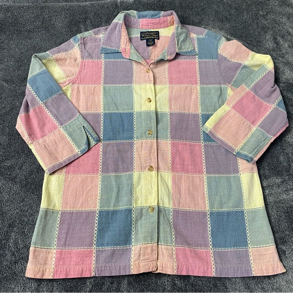 Willow Ridge Pink and Purple Patchwork Plaid Shirt Spring - Easter - Pastel - Picture 2 of 10